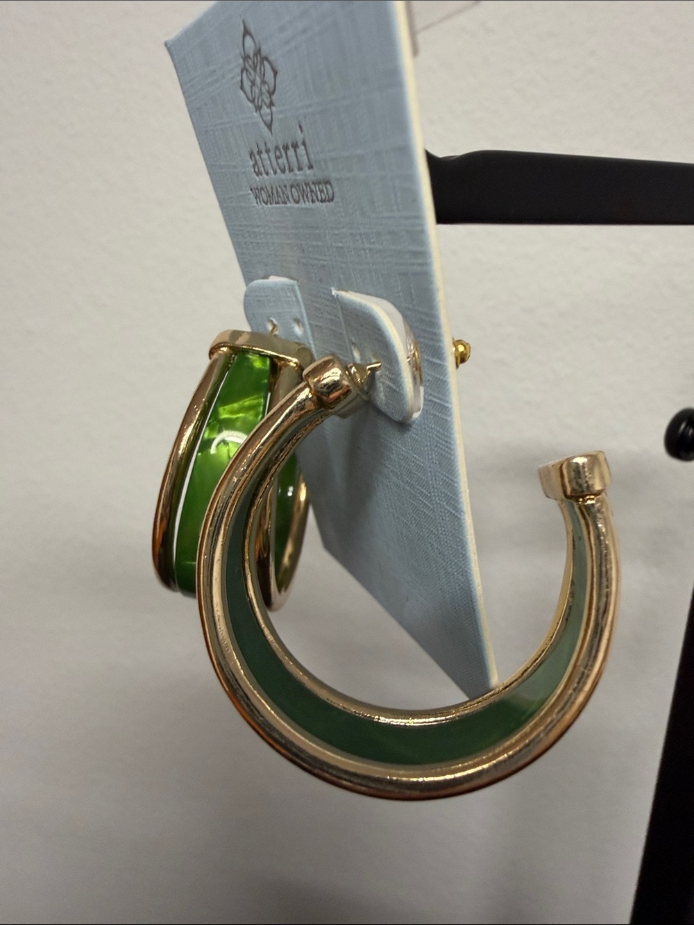 Atterri | Classic Green Statement Hoop Earrings - Picture 3 of 5